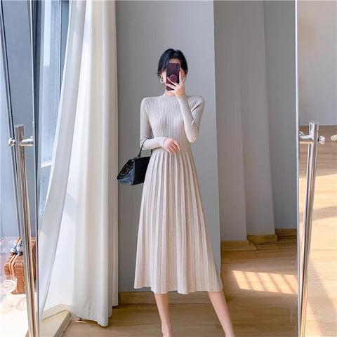 Ribbed Knit Sweater Midi Dress