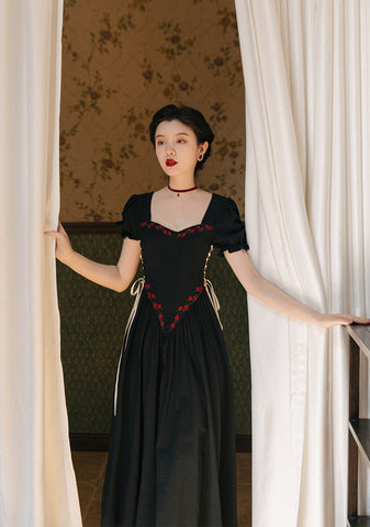 Onyx Rose Lace Up Dress