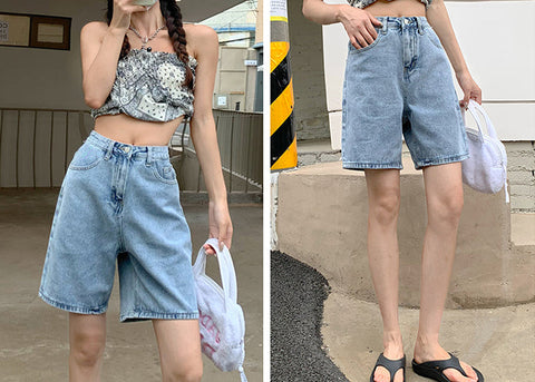 Rainbow Denim Bermuda Shorts