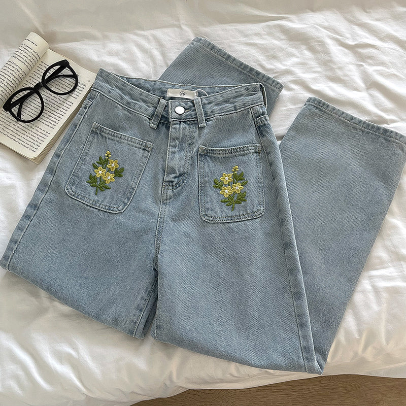 Star Daisy Embroidered Pocket Jeans