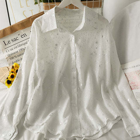 Sheer Starry Button Up Shirt
