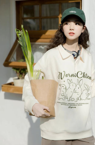Sudadera polo con conejitos lindos