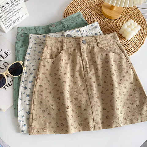 Spring Floral Twill Skirt