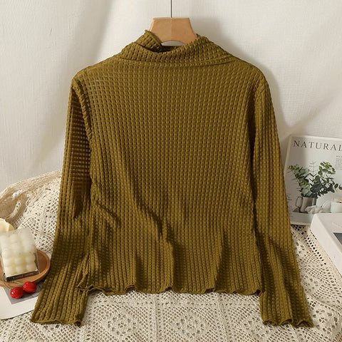 Camisa de capas de crepé gofre