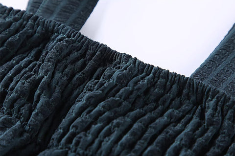 Langärmliges Crêpe-Hosenträgerrock-Set