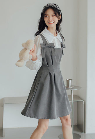 Little Bow Mini Pinafore Dress Set