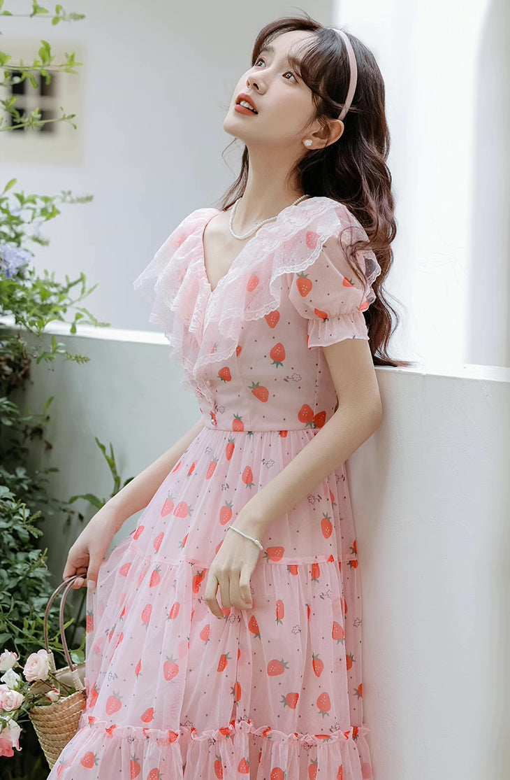 Strawberry Girl Midi Dress