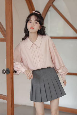Pintuck Puff Sleeve Blouse