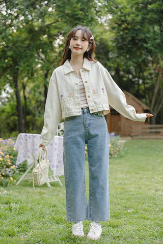 Personal Garden Embroidered Denim Jacket