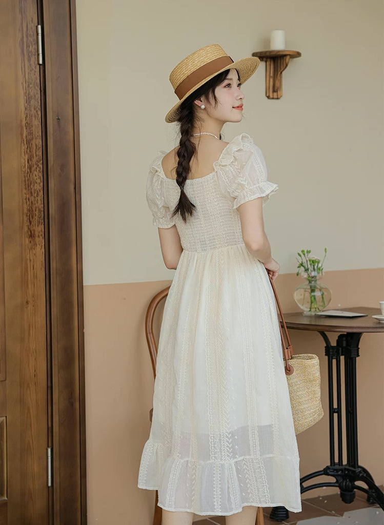 Broderie Lace Midi Dress