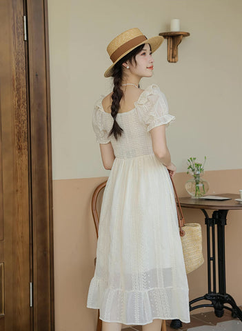 Broderie Lace Midi Dress