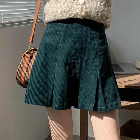 Corduroy Pleated Skirt