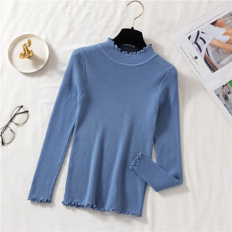 Basic Frilly Mock Neck Sweater