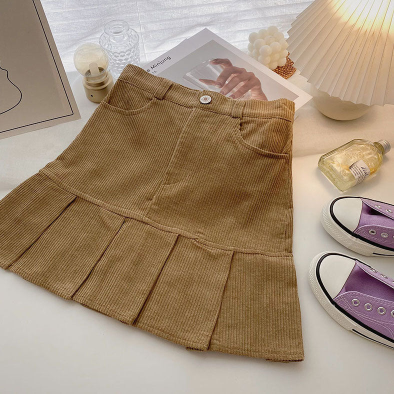 Corduroy Mermaid Pleated Skirt