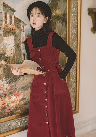 Corduroy Button Up Midi Dress