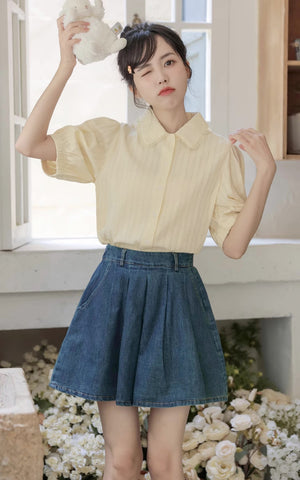 Flared Denim Shorts