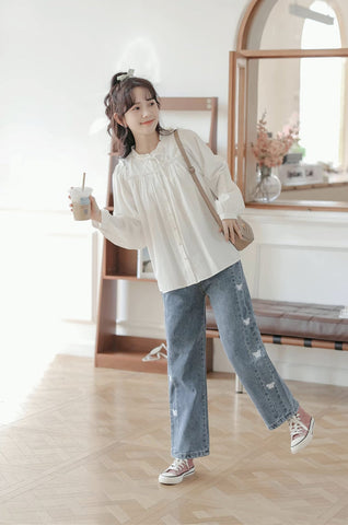 Essential Ruffle Trim Blouse