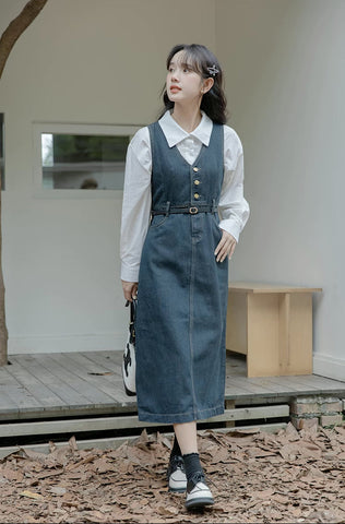 Denim Midi Pinafore