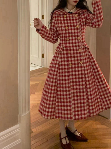Candy Cane Gingham Dress Coat