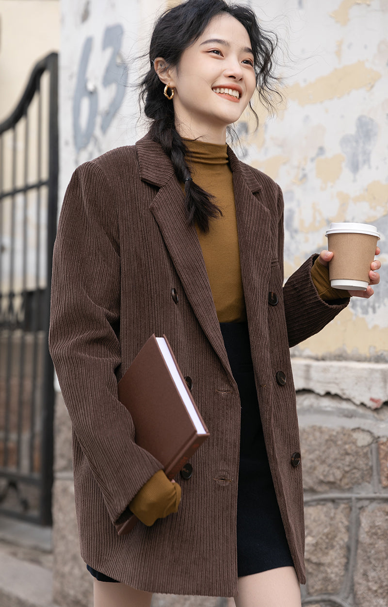 Corduroy Double Breasted Blazer Jacket