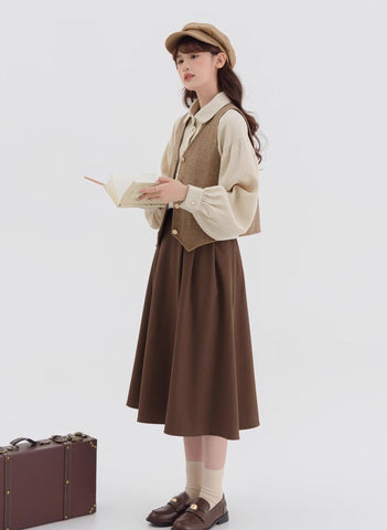 Waffle Puff Sleeve Blouse