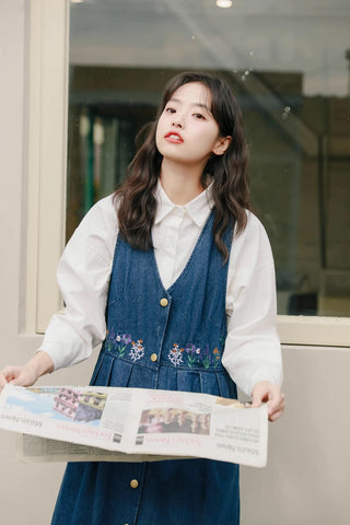 Wild Garden Button Pinafore Dress