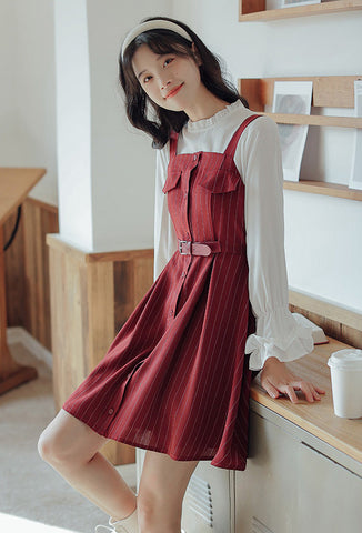 Vestido mini de rayas con botones