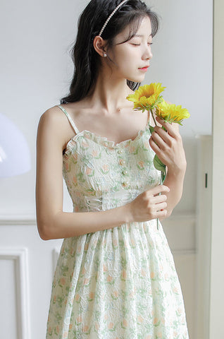 Vestido camisola con estampado de jardín de acuarela
