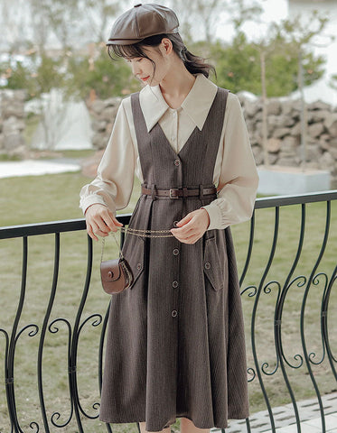 Traveller's Pinafore-Set mit Nadelstreifen