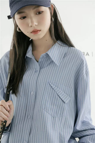 Boyfriend Stripe Button Up Shirt