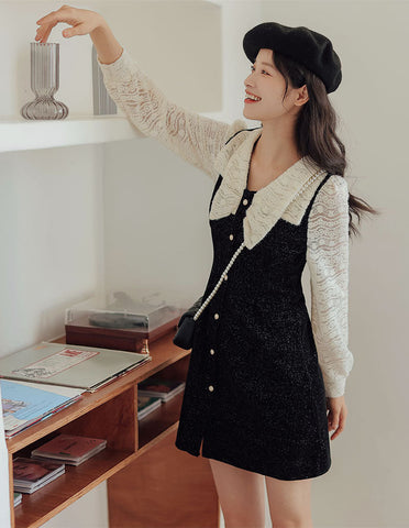 Lace Bow Sweater Dress