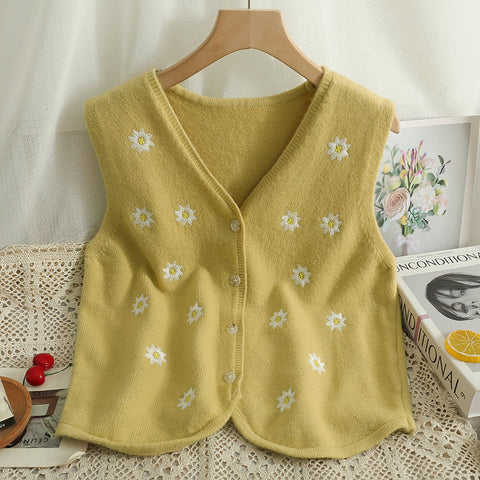 Embroidered Daisy Vest