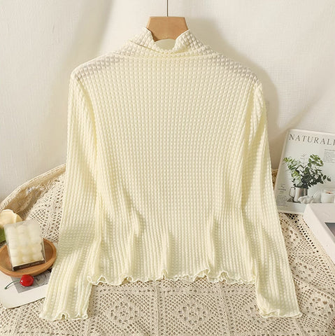 Camisa de capas de crepé gofre