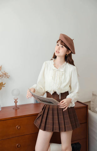 Ruffle Trim Tie Neck Blouse