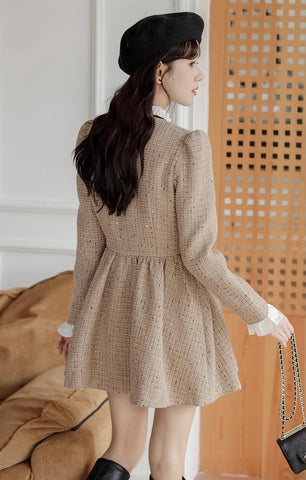 Latte Tweed-Minikleid