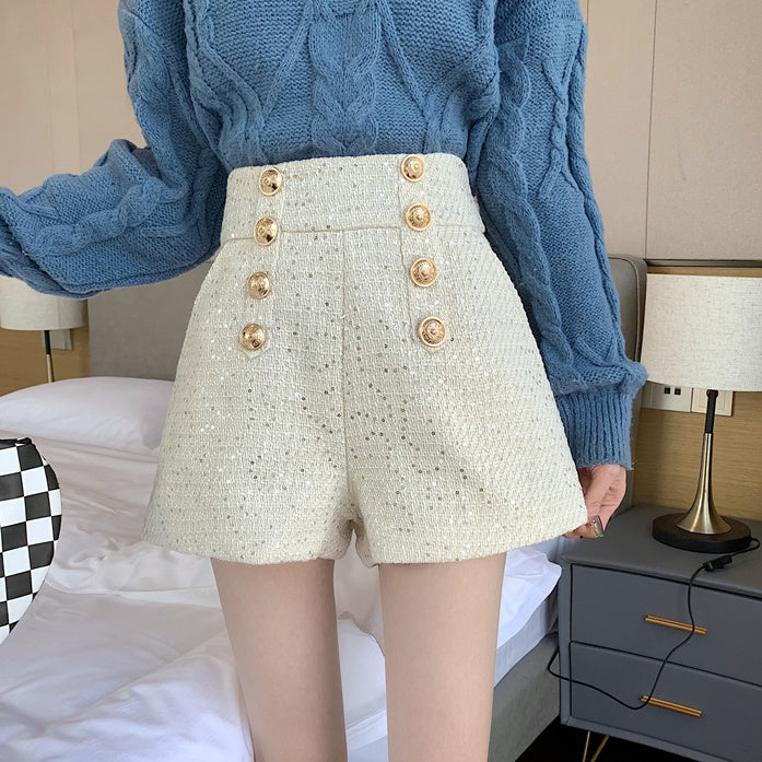 Pantalones cortos de tweed con lentejuelas a medida