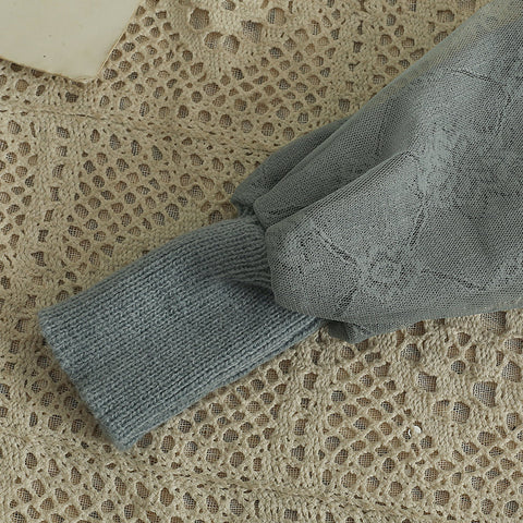 Vestido de suéter de punto con encaje