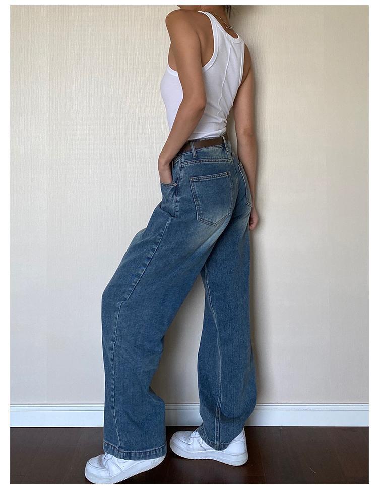 Verwaschene klassische Boyfriendjeans aus Denim