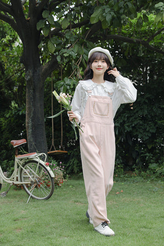 Denim-Overall mit Daisy Chain-Stickerei