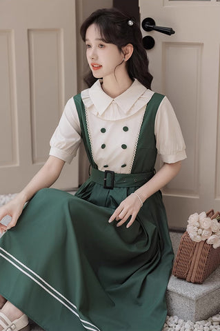 Lolita Kurzärmliges Midikleid mit Kunstlagen