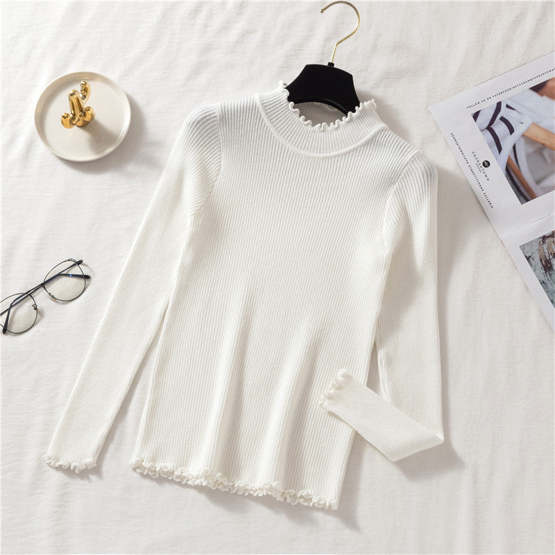 Basic Frilly Mock Neck Sweater