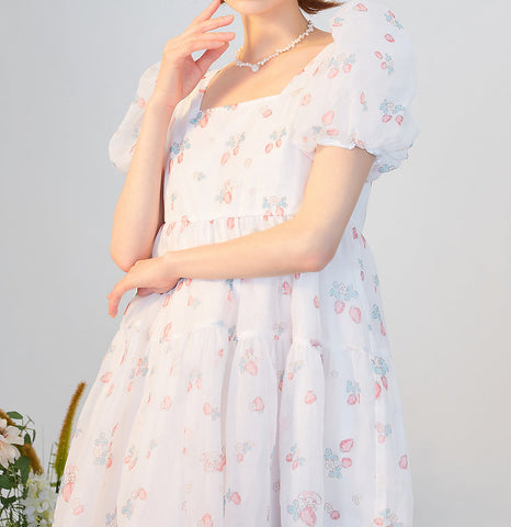 Strawberry Bunny Tiered Dress