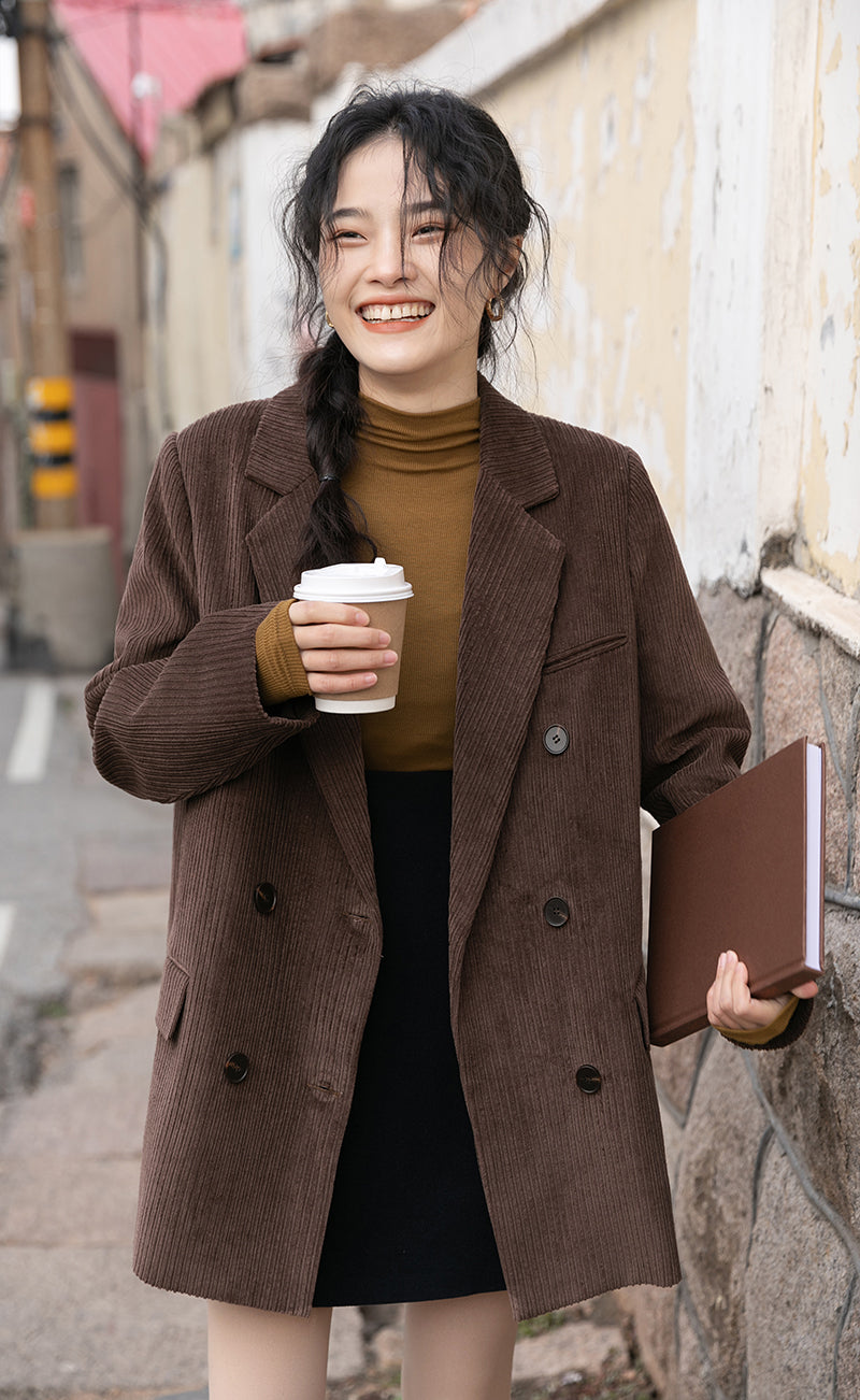 Corduroy Double Breasted Blazer Jacket