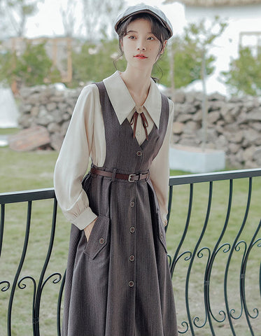 Traveller's Pinafore-Set mit Nadelstreifen
