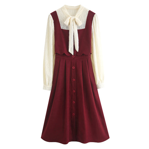 Scallop Button Up Twofer Dress