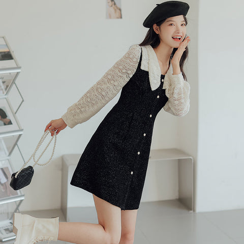 Lace Bow Sweater Dress