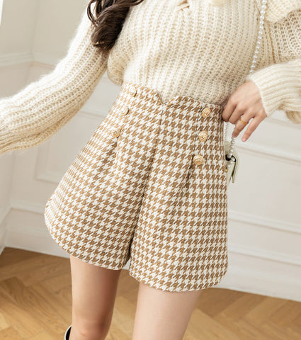 Houndstooth Tweed Shorts