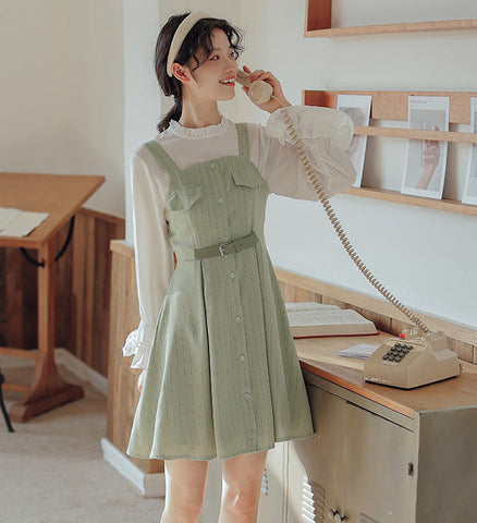 Vestido mini de rayas con botones