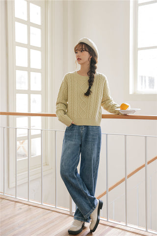 Basic-Pullover mit Zopfmuster