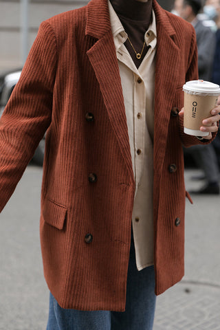 Corduroy Double Breasted Blazer Jacket